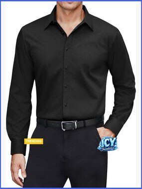 Men's Stretch Stain Shield Long Sleeve Button Down Dress Shirt